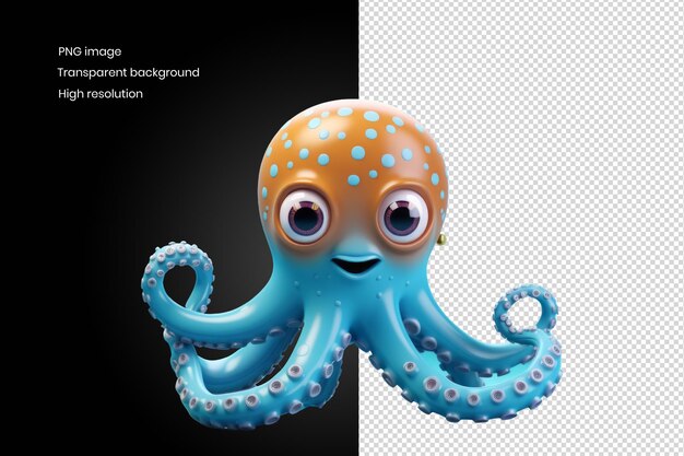 Kleurrijke octopus cartoon in 3d