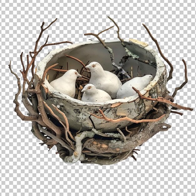 PSD kleurrijke paaseieren in een nest geïsoleerd op een witte achtergrond