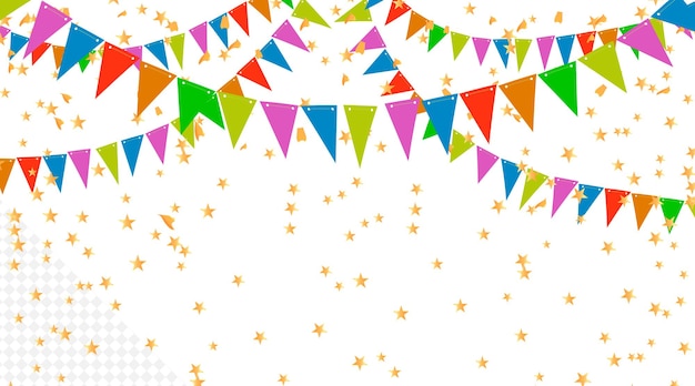 Kleurrijke partij vlaggen en confetti vakantie Festival ontwerp voor wenskaart uitnodiging of poster
