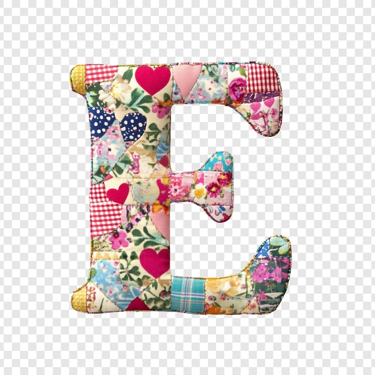 PSD kleurrijke patchwork letter e