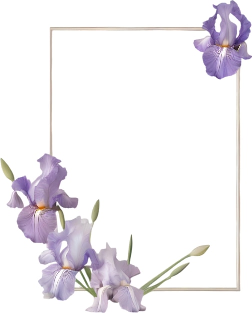 PSD kleurrijke schilderij van iris bloemen frame