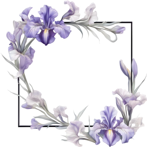 PSD kleurrijke schilderij van iris bloemen frame