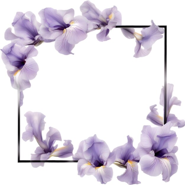 PSD kleurrijke schilderij van iris bloemen frame