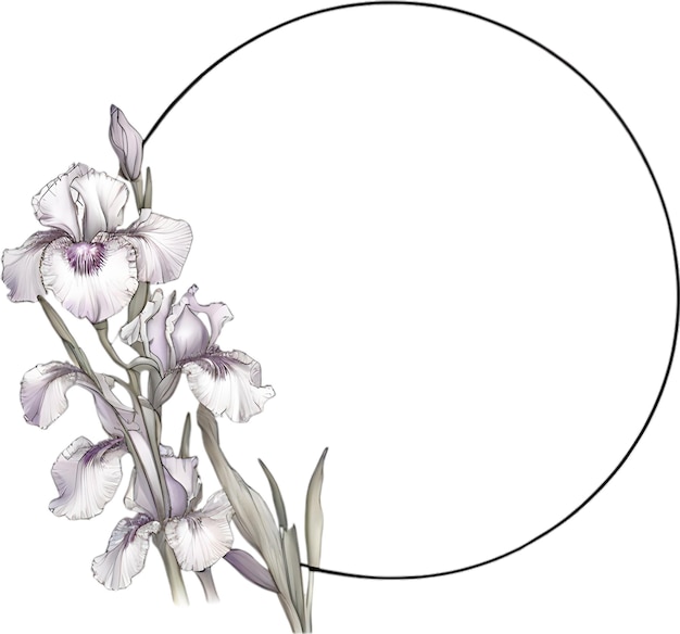 PSD kleurrijke schilderij van iris bloemen frame