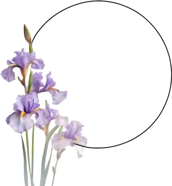 PSD kleurrijke schilderij van iris bloemen frame