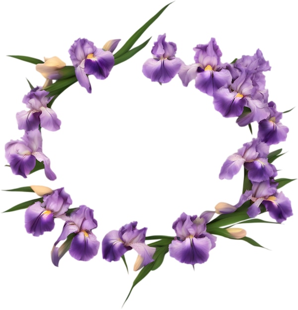 PSD kleurrijke schilderij van iris bloemen frame