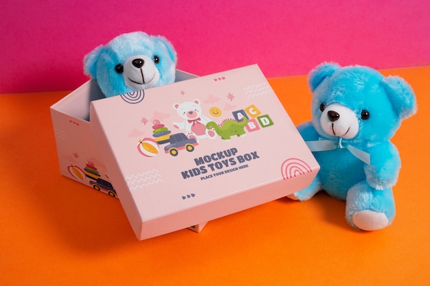 PSD kleurrijke speelgoeddoos voor kinderen met teddybeer