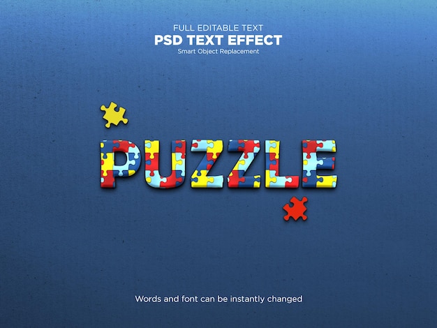 Kleurrijke teksteffect puzzel