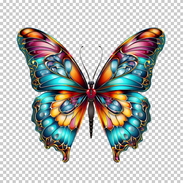 PSD kleurrijke vlinderillustratie op transparante achtergrond