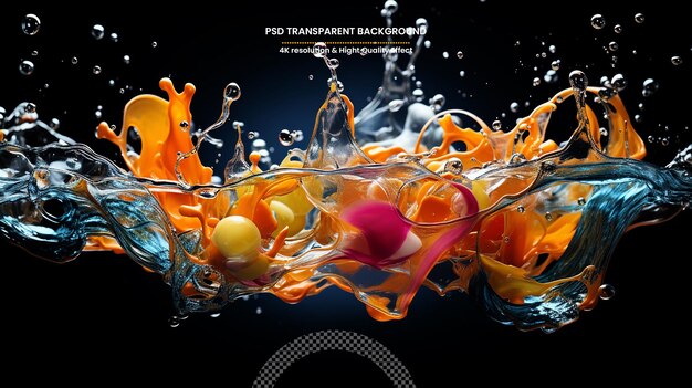PSD kleurrijke vloeibare water achtergrond achtergrond druppels bubbels stromen vloeistof digitale splash