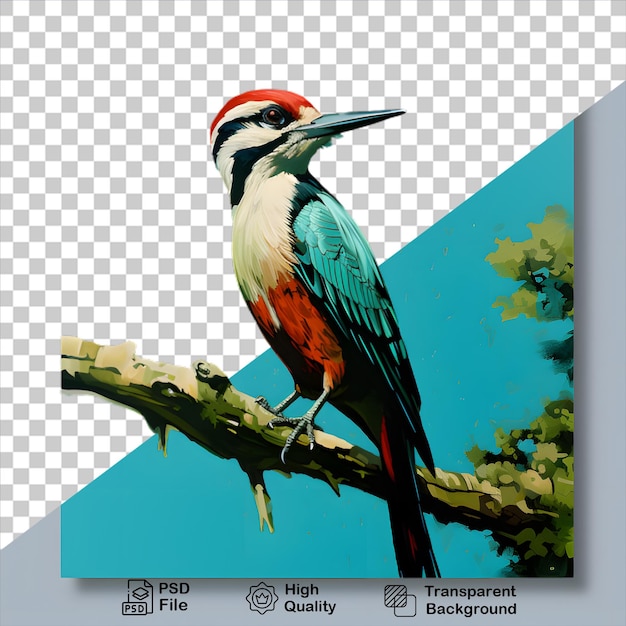 PSD kleurrijke woodpecker-illustratie geïsoleerd op doorzichtige achtergrond inclusief png-bestand