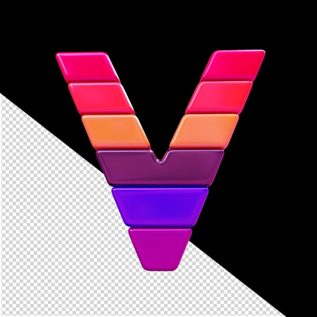 PSD kleursymbool gemaakt van horizontale blokken letter v
