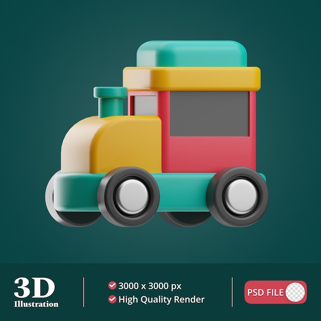 PSD kleuterschool trein illustratie 3d