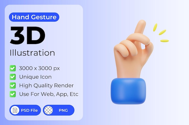 Klik op handgebaar 3d illustratie
