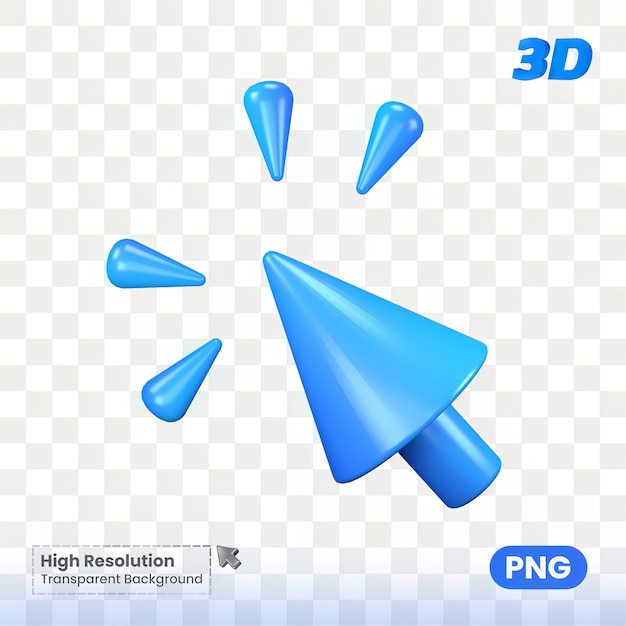 Kliknij wskaźnikiem kursora ilustracja 3D psd przezroczyste tło