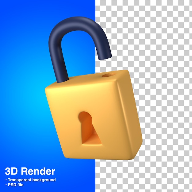 PSD kłódka renderowania 3d
