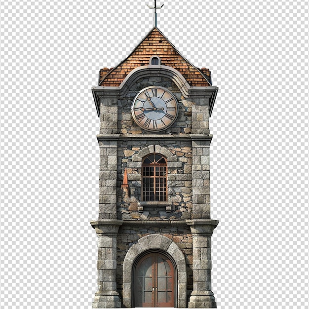 Klokkentoren geïsoleerd op een doorzichtige achtergrond