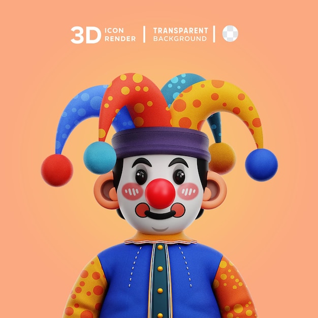 PSD klown 3d ilustracja rendering