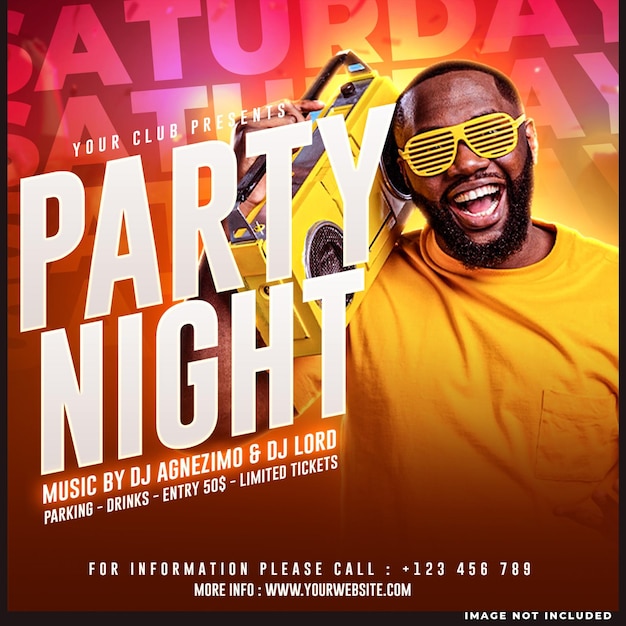 klubowa dj party ulotka post w mediach społecznościowych