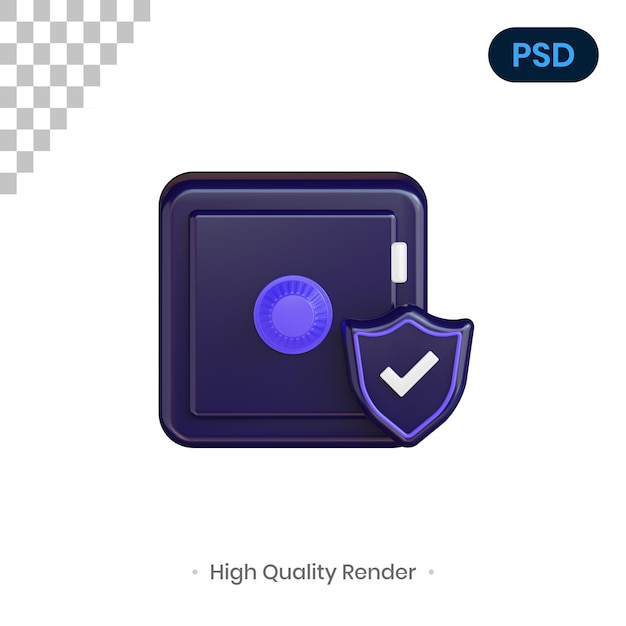 Kluis 3d render illustratie premium psd