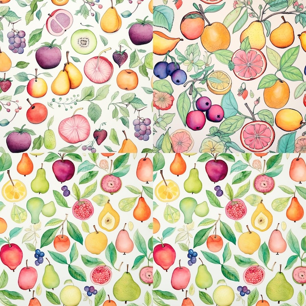 PSD kmws_repeat_pattern_of_whimsical_fruits_pastel_colors_watercolour