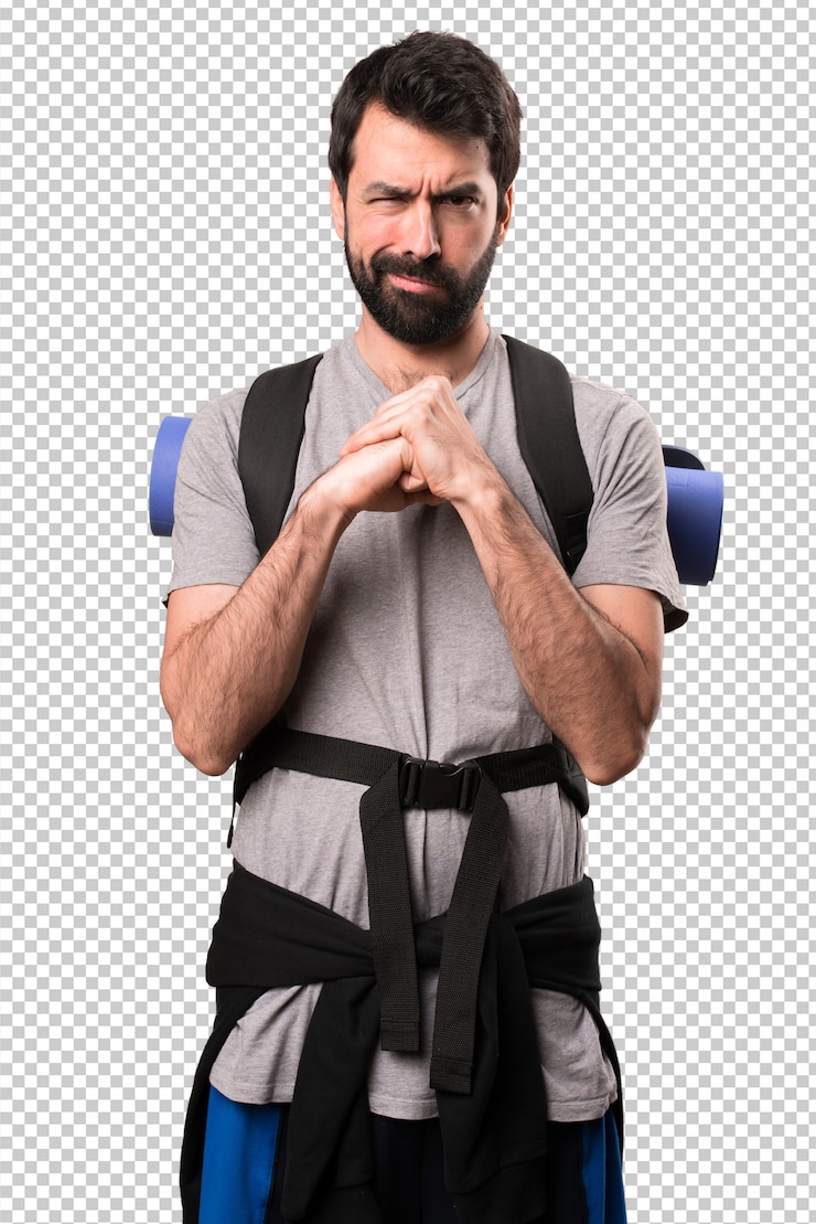 PSD knappe backpacker vechten