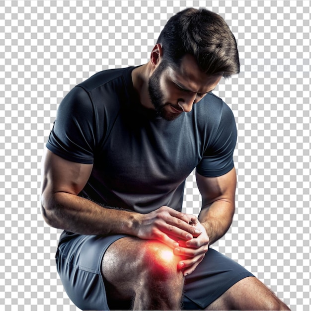 PSD knee highlighted in pain on transparent background