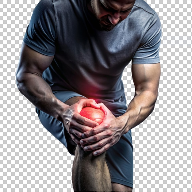 PSD knee highlighted in pain on transparent background