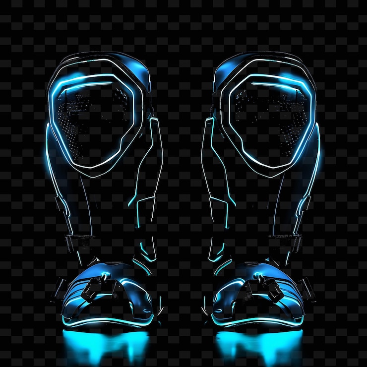 PSD knee pads with adjustable straps made with silicone glowing png unique neon fashion clothing