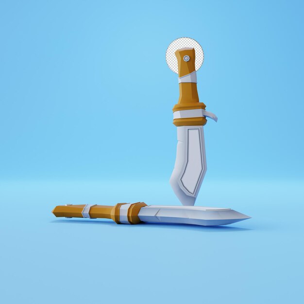 Icona della risorsa di gioco del coltello illustrazione di rendering 3d isolata