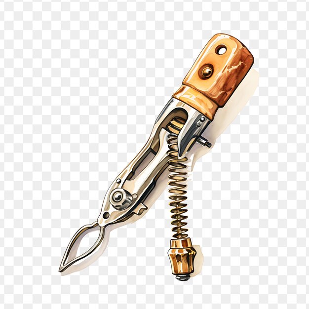 PSD a knife with a gold handle sits on a transparent background