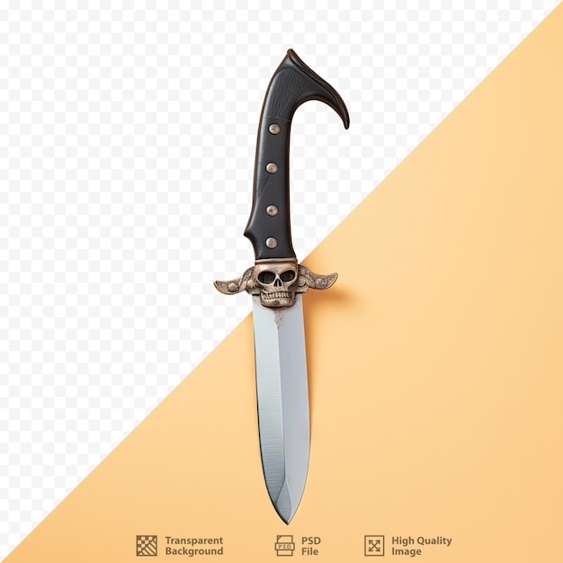 PSD a knife with a skull on it is shown on a white background.