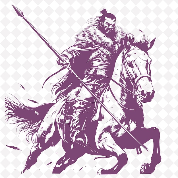 PSD a knight on a horse with a sword and a sword