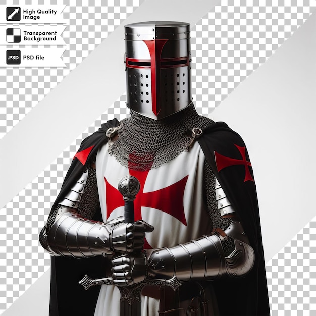 PSD a knight in a knight armor with a red and white cape