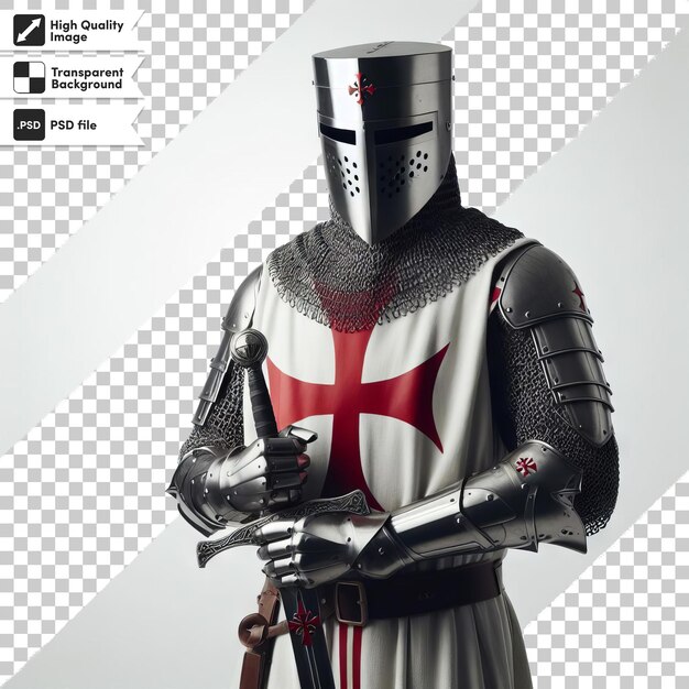 PSD a knight with a sword and a flag on it