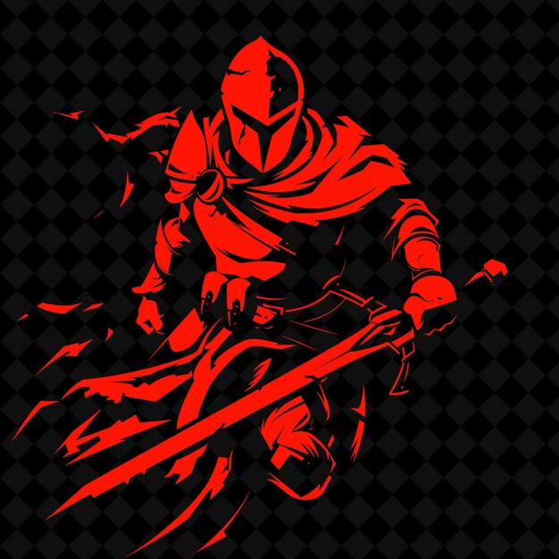 PSD a knight with a sword and a red background