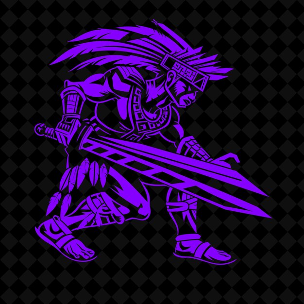 A knight with a sword and shield on a black background