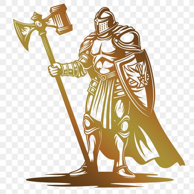 PSD a knight with a sword and shield on it