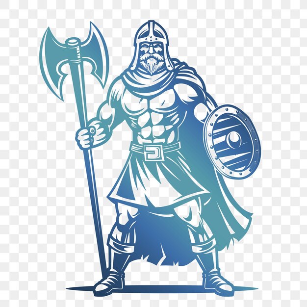 PSD a knight with a sword and shield on a white background