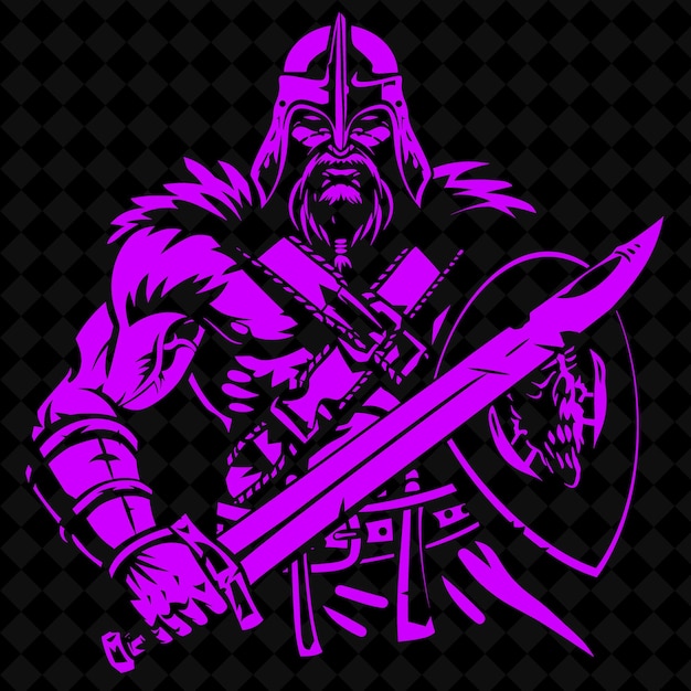 PSD a knight with a sword and shield with a pink background