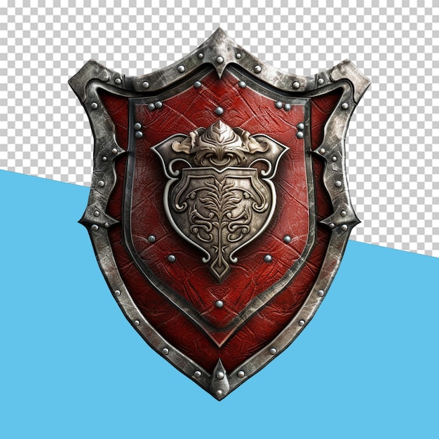 Knights shield with emblem isolated object transparent background