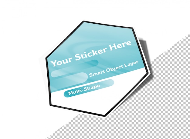 Knip multi-vormige sticker met schaduwen mockup