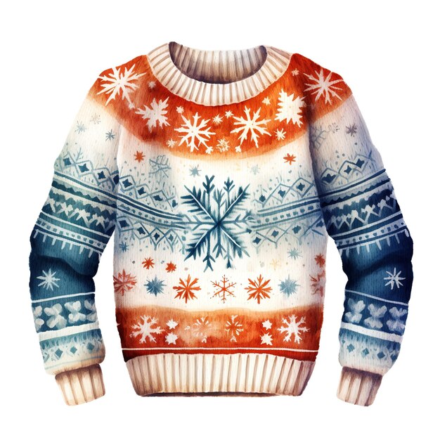 Knit sweater for christmas event watercolor style ai generated