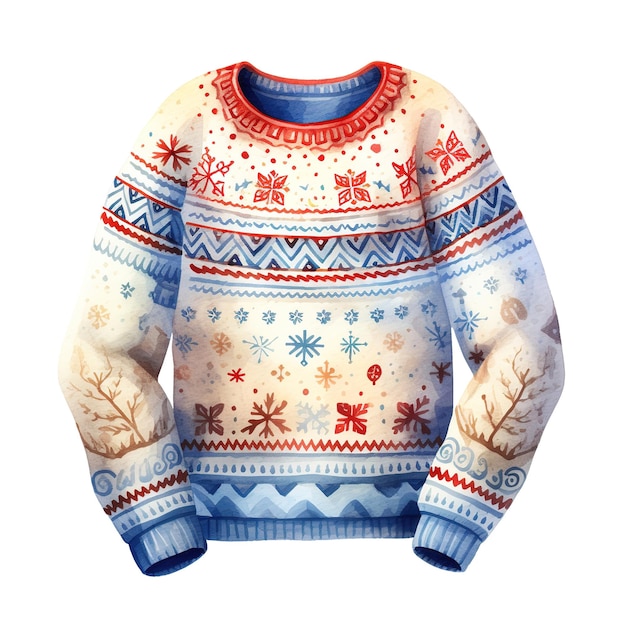 PSD knit sweater for christmas event watercolor style ai generated