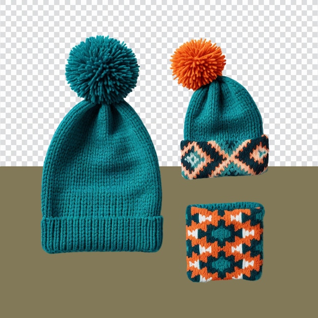 Knitted hat and pompon Winter clothing for kids