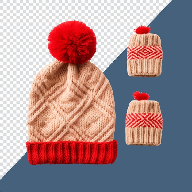 PSD knitted hat and pompon winter clothing for kids