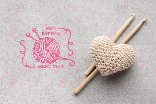 Knitted heart decoration mock-up