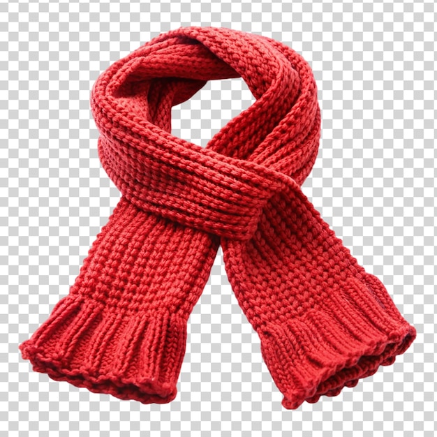 PSD 透明な背景に隔離された編み物の赤いスカーフ