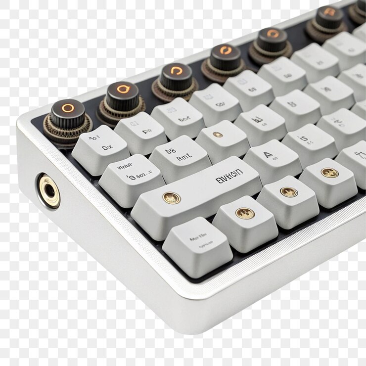 PSD knob keyboard isolated on transparent background