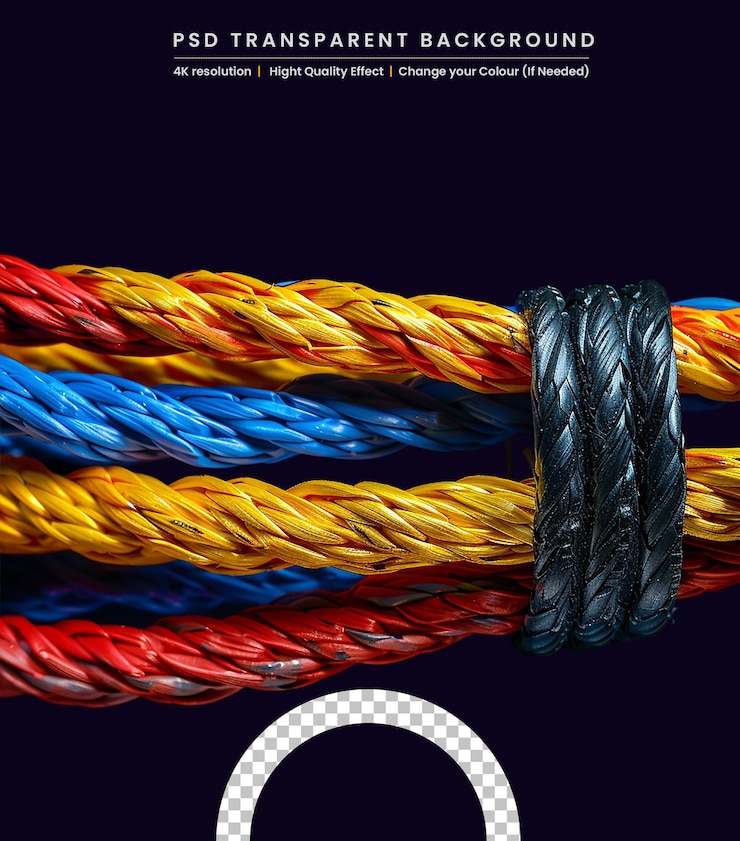 PSD knot on a cord on a dark background